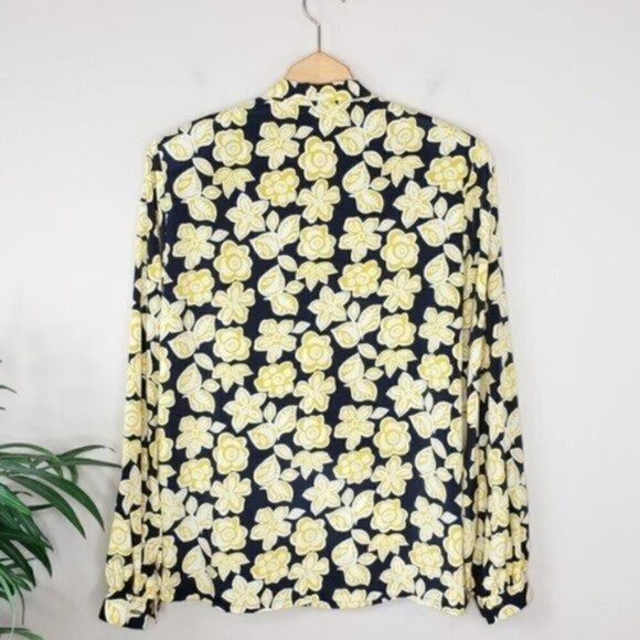 Vintage Design Partnership | Yellow Black Floral Crossover Blouse - Picture 5 of 6